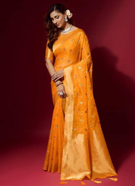 Yellow Colour RAJYOG AMULY SILK New Designer Festive Wear Heavy Organza Latest Saree Collection 25005